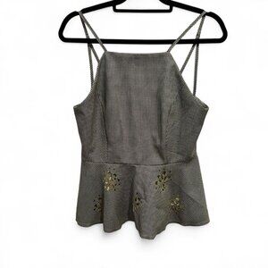 English Factory Black And White Gingham Peplum Tank